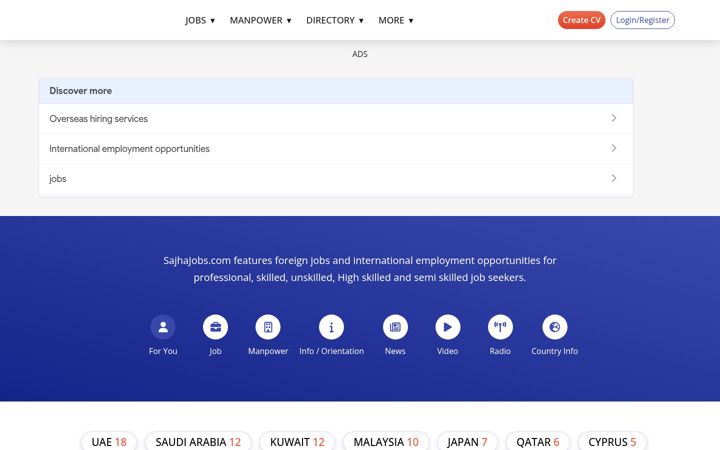 Screenshot stránky sajhajobs.com