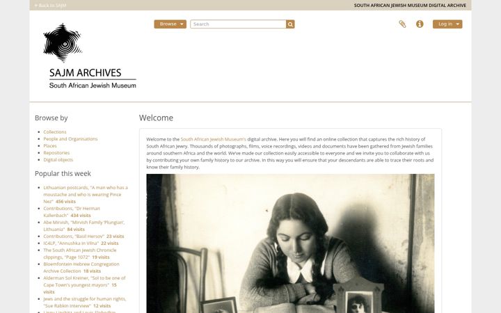 Screenshot of sajmarchives.com