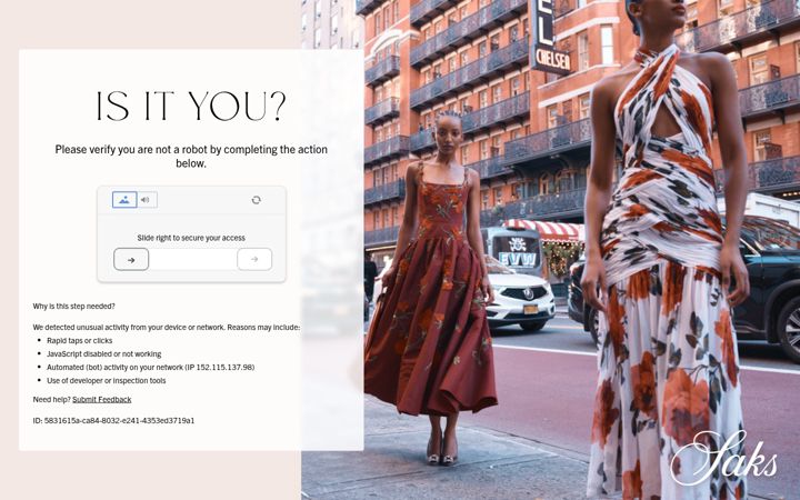 Screenshot of saks.com
