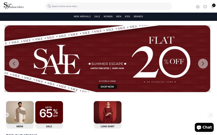 Screenshot of saleemfabrics.pk