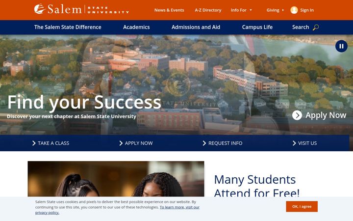 Screenshot of salemstate.edu