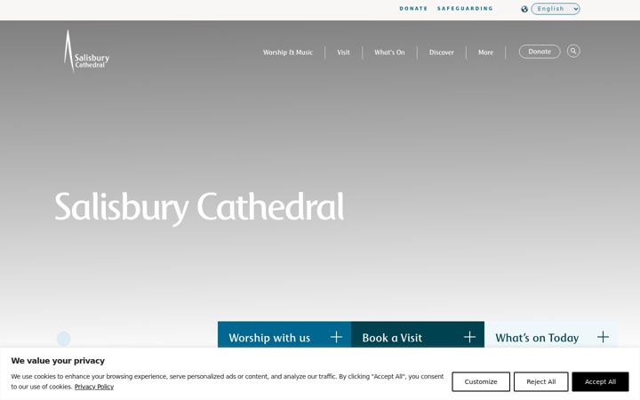 Screenshot of salisburycathedral.org.uk