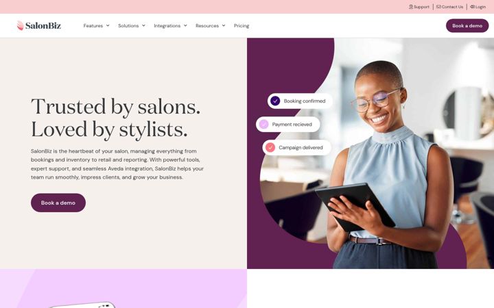Screenshot of salonbiz.com