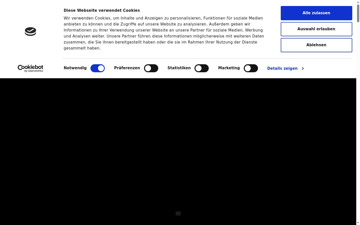 Captura de ecrã do banner de consentimento apresentado antes de qualquer interação