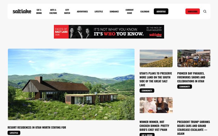 Screenshot of saltlakemagazine.com
