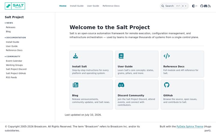 Screenshot of saltproject.io