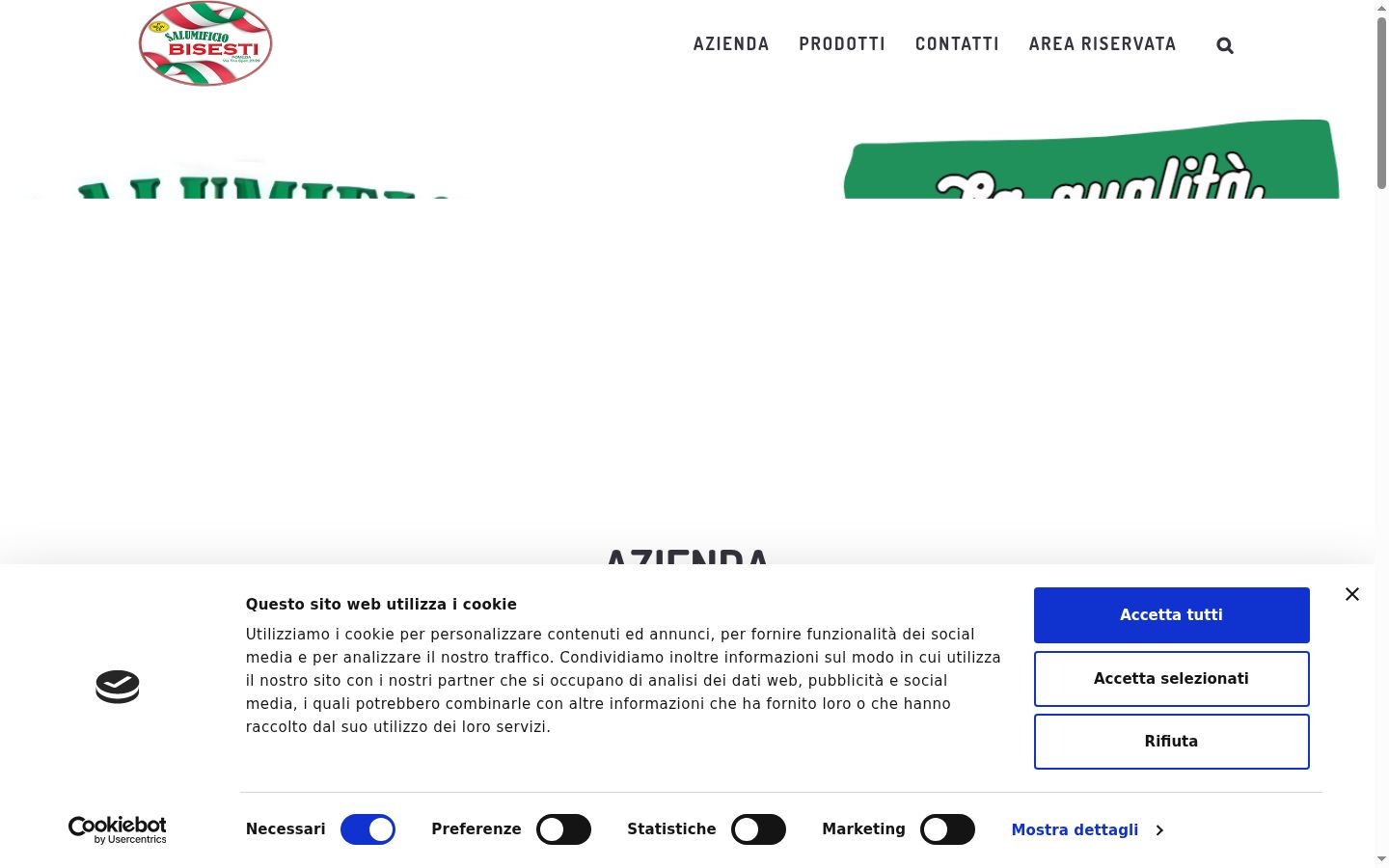 Screenshot del banner di consenso mostrato prima di qualsiasi interazione