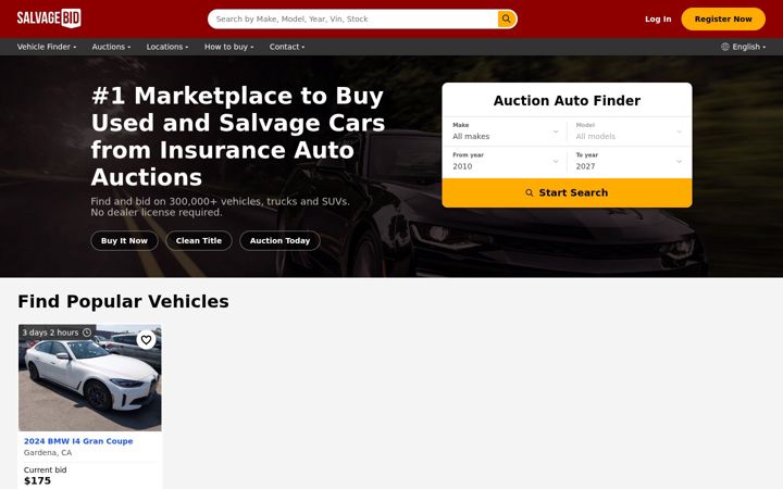 Screenshot of salvagebid.com