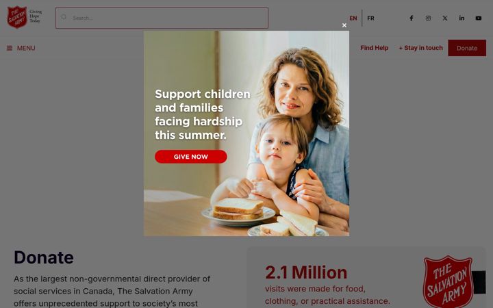 Screenshot of salvationarmy.ca