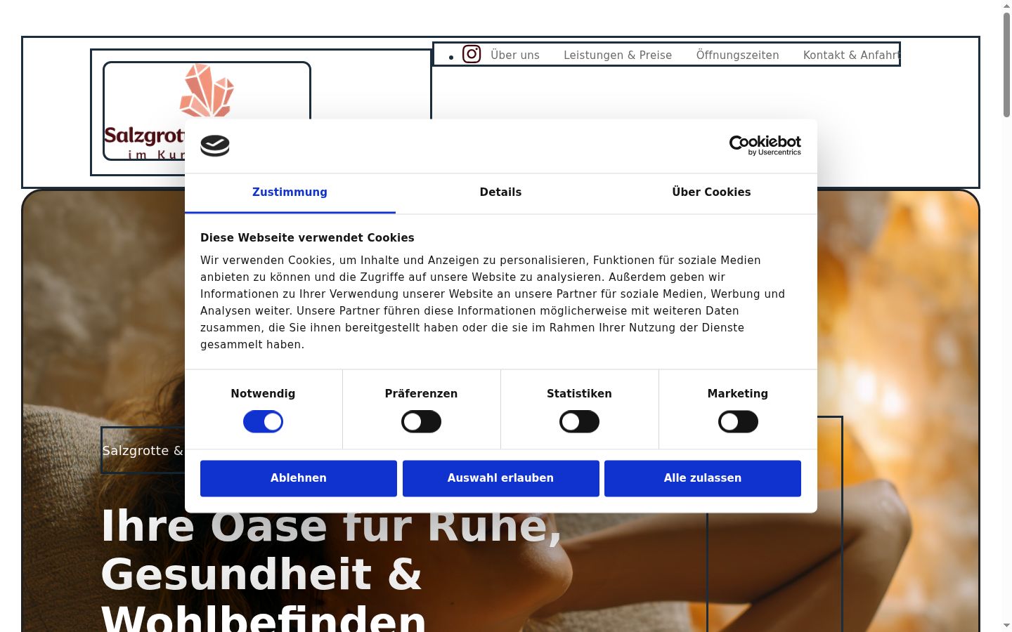 Captura de pantalla del banner de consentimiento mostrado antes de cualquier interacción