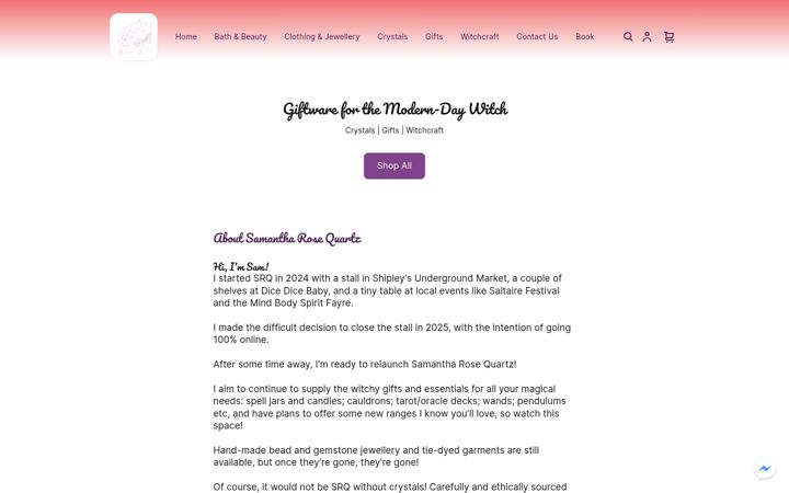 Screenshot of samantharosequartz.co.uk