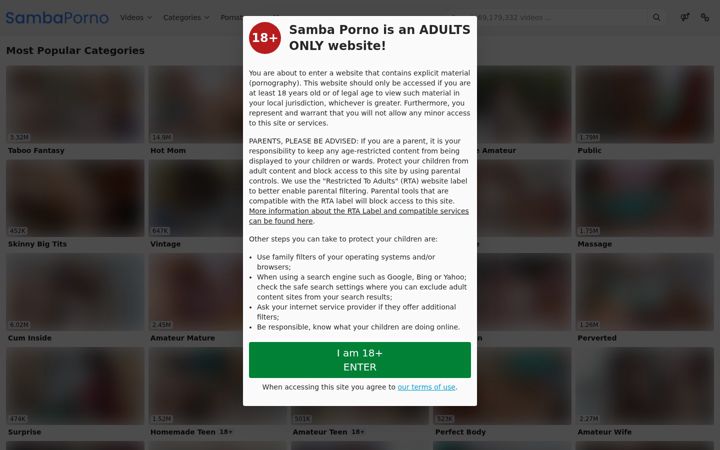 Screenshot του sambaporno.com