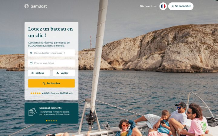 Ekrānuzņēmums no samboat.fr