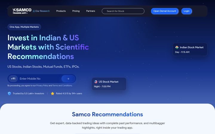 Screenshot of samco.in