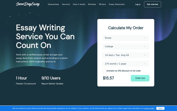 Screenshot of samedayessay.com