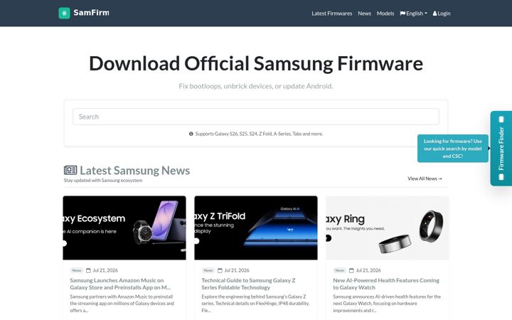 Screenshot of samfirm.shop