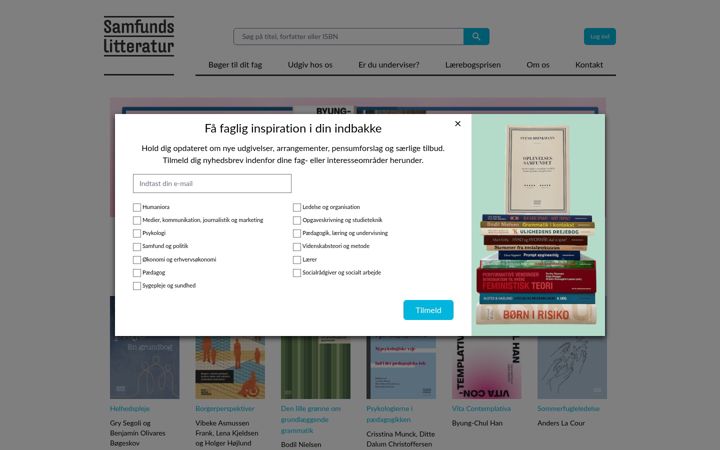 Screenshot of samfundslitteratur.dk