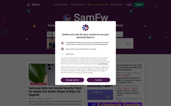Screenshot von samfw.com