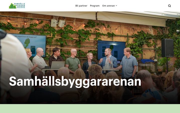 Skærmbillede af samhallsbyggararenan.se