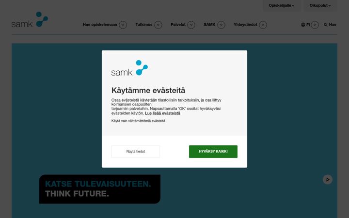 Screenshot of samk.fi