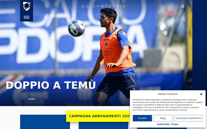Screenshot di sampdoria.it