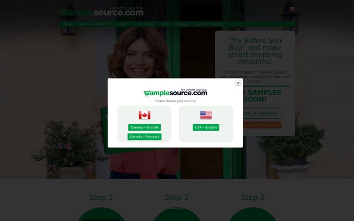 Screenshot of samplesource.com