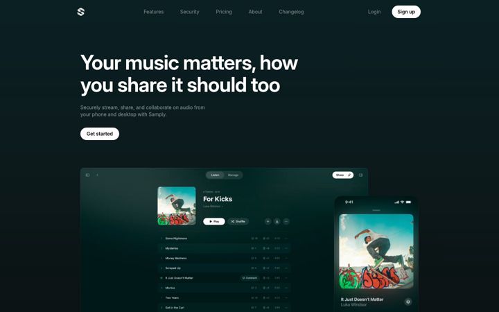 Screenshot of samply.app