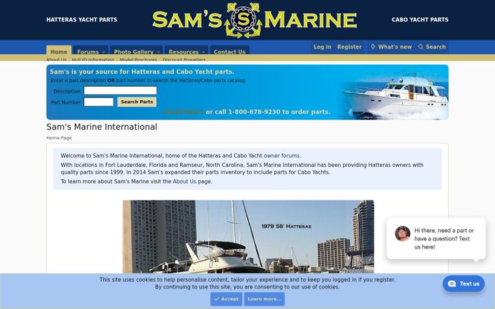 Screenshot of samsmarine.com