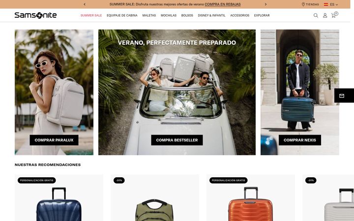 Screenshot of samsonite.es
