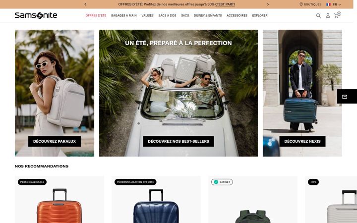 Zrzut ekranu samsonite.fr