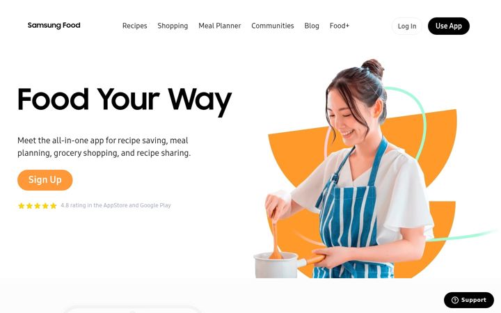Screenshot of samsungfood.com
