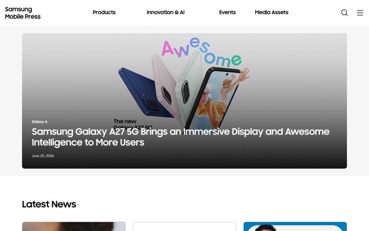 Screenshot of samsungmobilepress.com