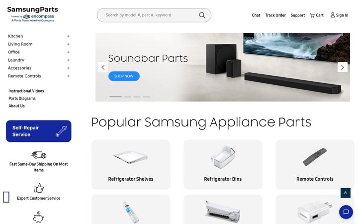 Screenshot of samsungparts.com