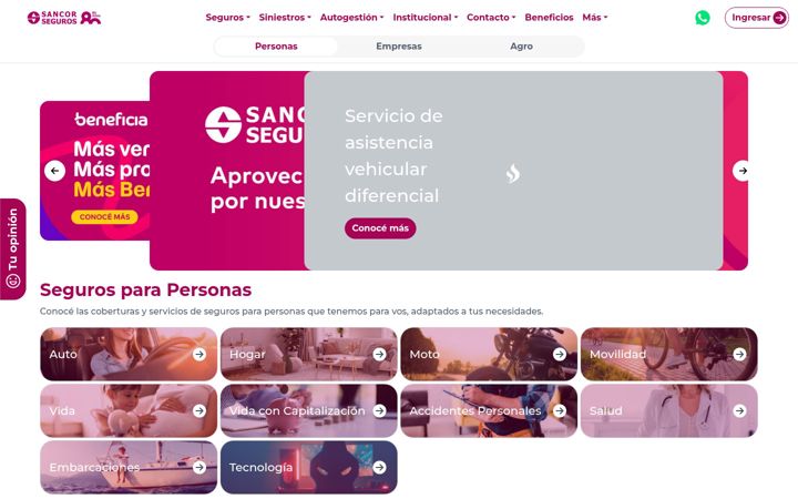 Screenshot of sancorseguros.com.ar