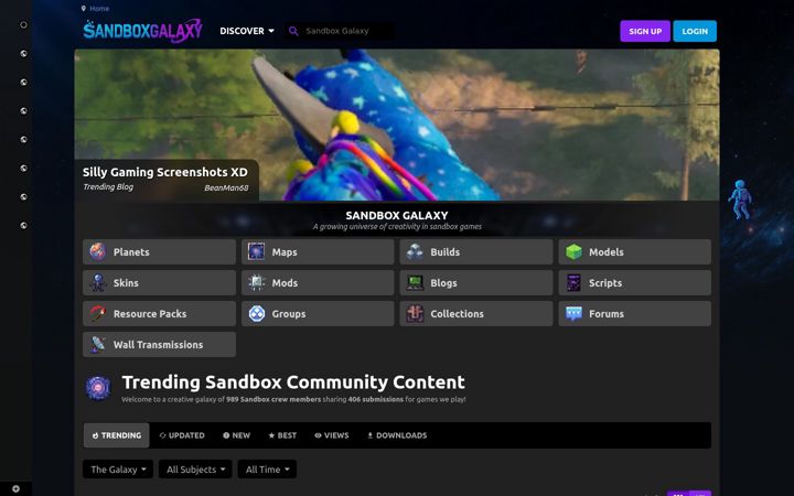 Screenshot of sandboxgalaxy.com
