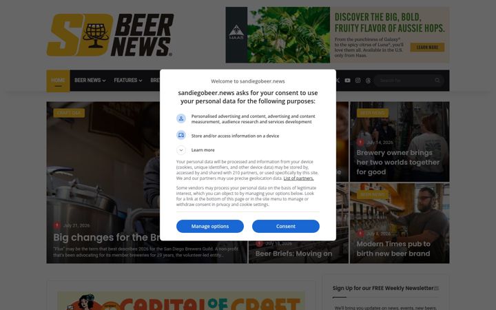 Screenshot of sandiegobeer.news