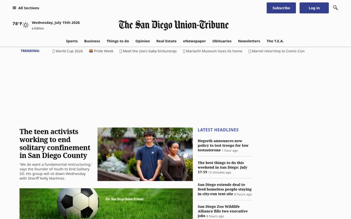Zrzut ekranu sandiegouniontribune.com
