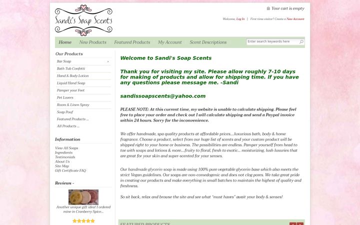 Screenshot of sandissoapscents.com