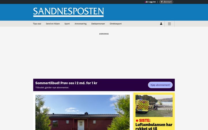 Screenshot of sandnesposten.no