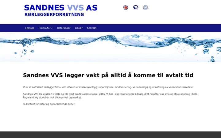 Screenshot του sandnesvvs.no