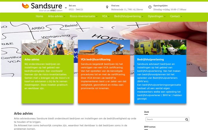 Zrzut ekranu sandsure.nl