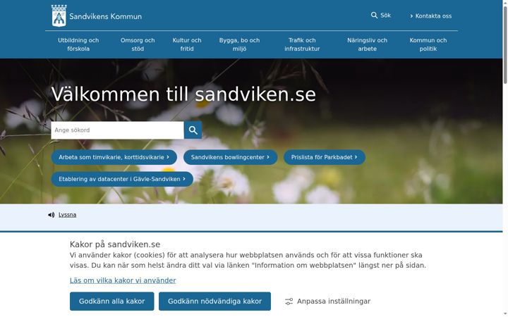 Screenshot of sandviken.se