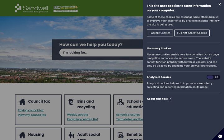 Screenshot of sandwell.gov.uk