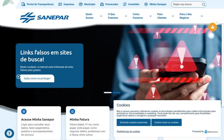 Screenshot of sanepar.com.br