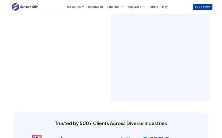 Screenshot of sangamcrm.com