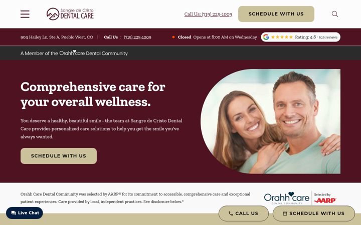 Screenshot of sangredecristodentalcare.com
