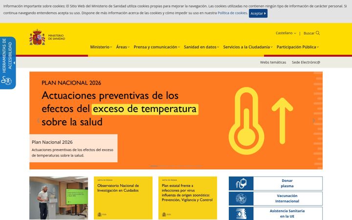 Screenshot of sanidad.gob.es