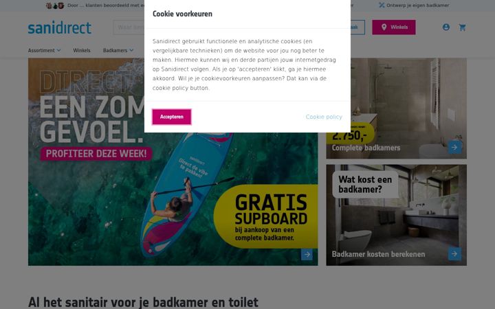Screenshot ta' sanidirect.nl