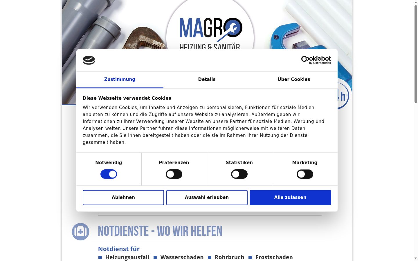 Screenshot van de toestemmingsbanner zoals getoond vóór enige interactie