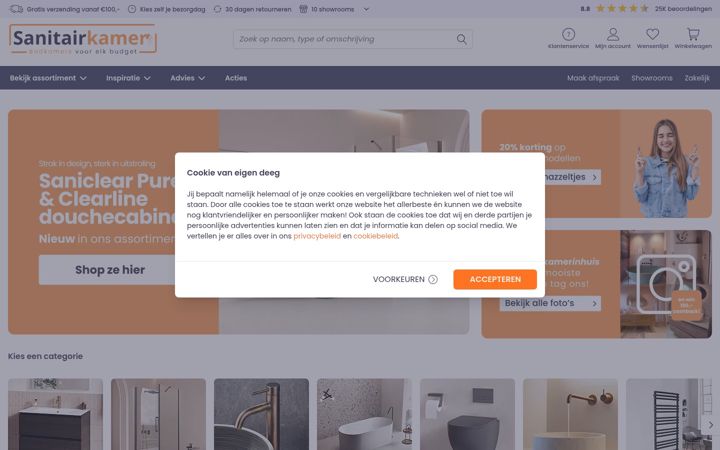 Screenshot of sanitairkamer.nl